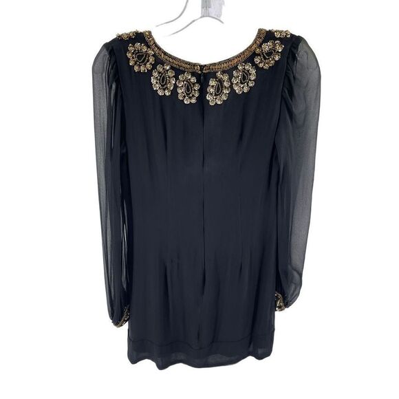 French Connection Women's Black Mini Dress With Beads Sequins Size 4 - Picture 2 of 15